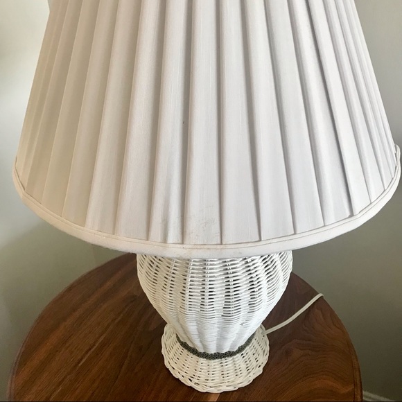 White Rattan Wicker Table Lamp - Picture 3 of 10
